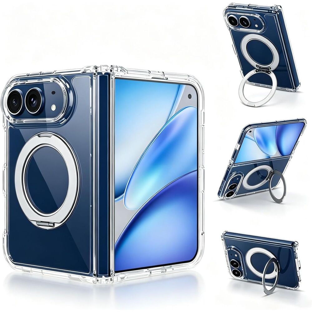 Clear Magnetic Ring Stand Case for iPhone Duo Anti Yellowing Shock Absorbent